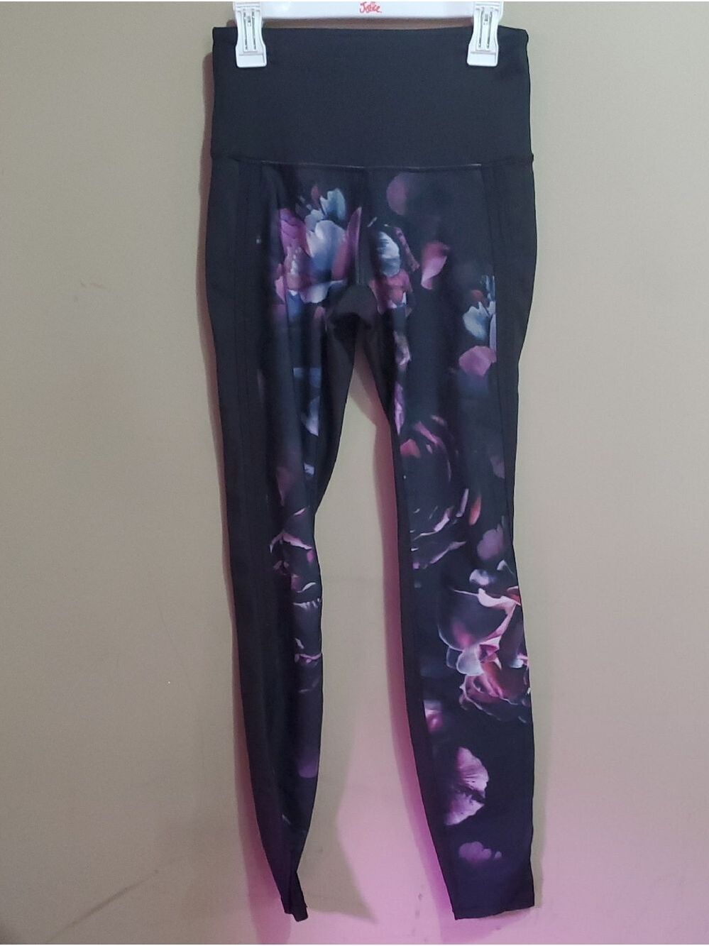 Hyba Floral Print Black Active Leggings Size Xs